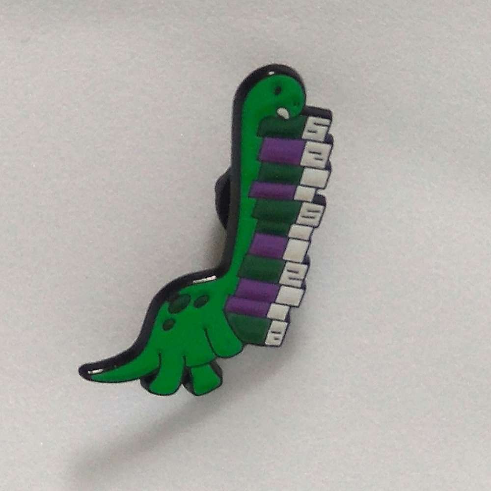 🧁 3/$30 Adorable Dinosaur With Stack of Books Enamel Pin NEW